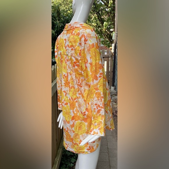 adL yellow, orange and white womens button down light cotton shirt. Med - Picture 2 of 9